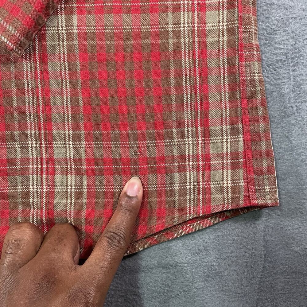 American Living Button Up Shirt Red Plaid Men’s M Cotton Elbow Patch Preppy - Picture 9 of 9